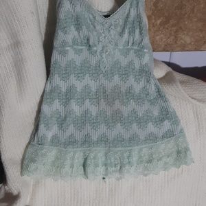 Seafoam green lace tank